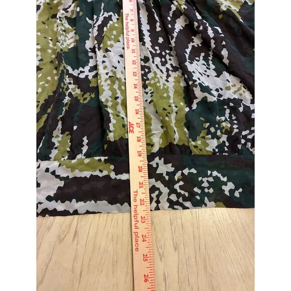 Michael Kors 100% Silk green camo print blouse 3X plus size ruched neckline Boho - Picture 7 of 16